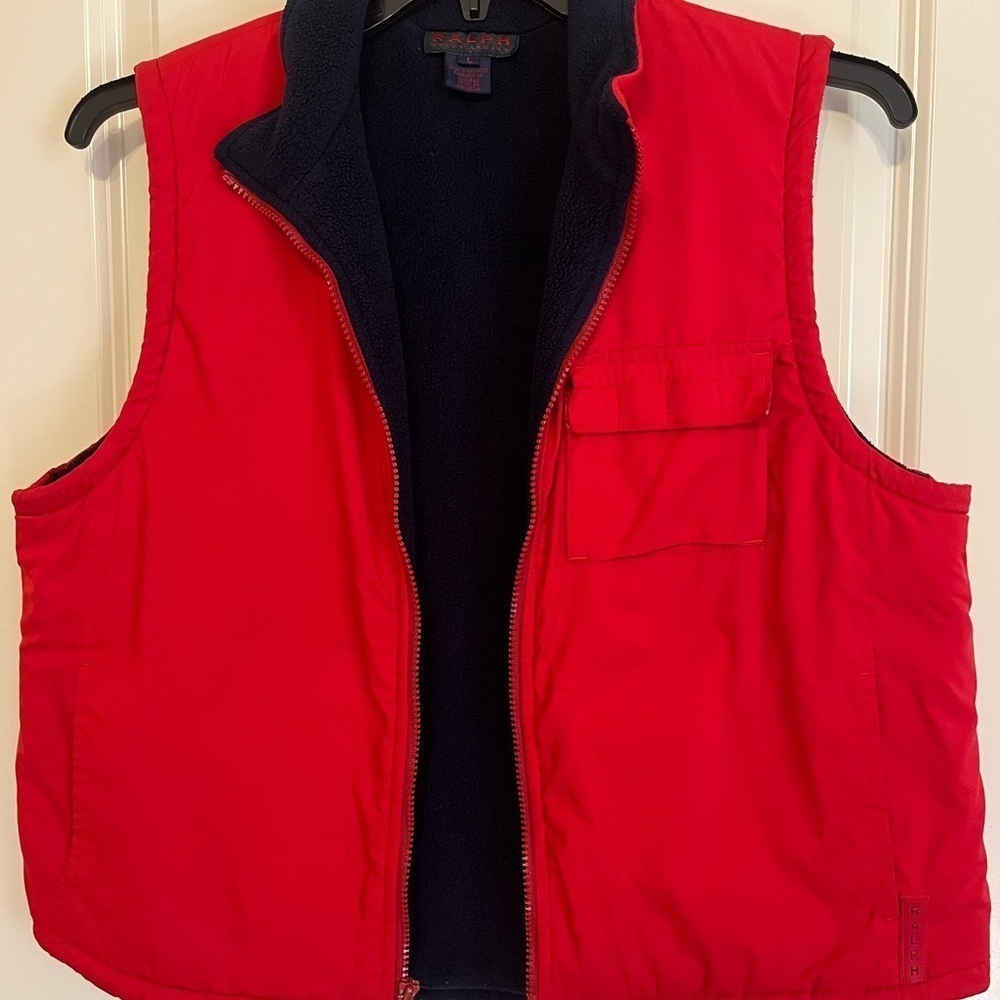RALPH Ralph Lauren Red Fleece-Lined Vest - Women’s Large